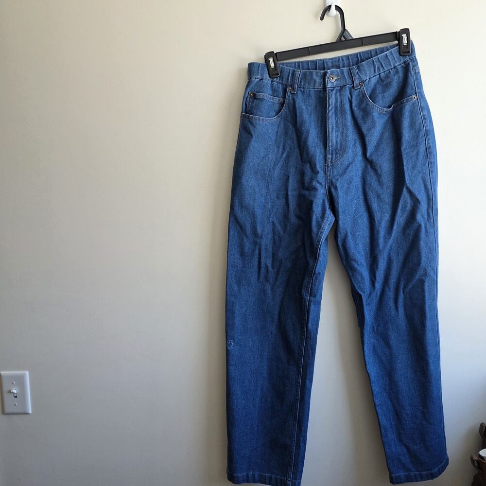 Converse Mens Size L Med Wash Denim Elastic Waist Relaxed Fit Jeans Skater Indie
